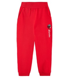 Спортивные брюки из хлопкового джерси с логотипом Monnalisa, красный