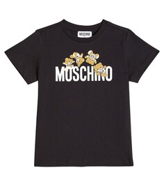 Футболка из хлопкового джерси с принтом Moschino, черный