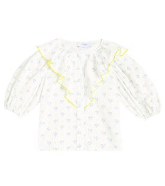 Хлопковая рубашка со сборками и цветочным принтом Paade Mode, белый