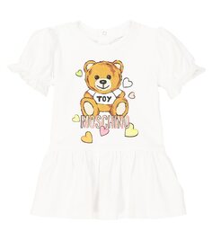 Платье baby teddy bear из смесового хлопка Moschino, белый