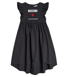 Хлопковое платье с логотипом Moschino, черный