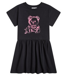 Платье из хлопкового джерси teddy bear Moschino, черный