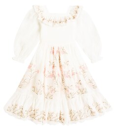 Вышитое льняное платье Petite Amalie, белый