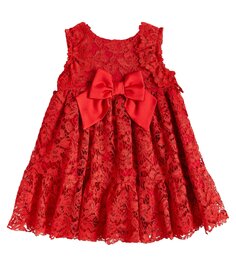 Детское кружевное платье с бантом Patachou, красный