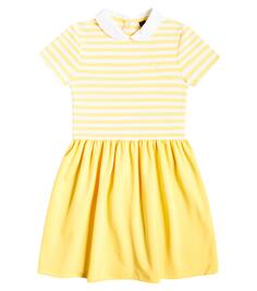 Полосатое платье из смесового хлопка Polo Ralph Lauren, желтый