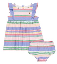 Детский комплект из хлопкового платья в полоску и шароваров Polo Ralph Lauren, мультиколор