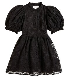 Платье из смесового хлопка с кружевной отделкой Petite Amalie, черный