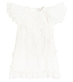 Платье с оборками и кружевной отделкой Petite Amalie, белый