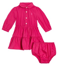 Комплект детского хлопкового платья и шароваров Polo Ralph Lauren, розовый
