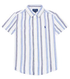 Полосатая льняная рубашка с логотипом Polo Ralph Lauren, мультиколор