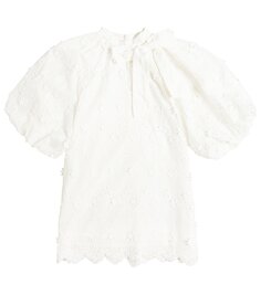 Хлопковое платье с завязками на воротнике Petite Amalie, белый