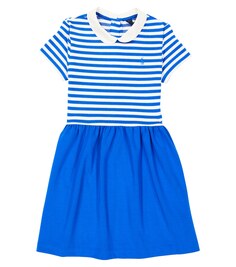 Полосатое платье из смесового хлопка Polo Ralph Lauren, синий
