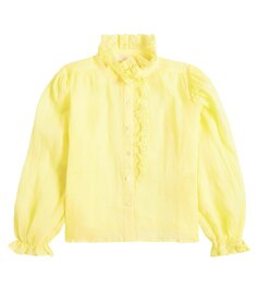 Вышитая льняная рубашка Petite Amalie, желтый