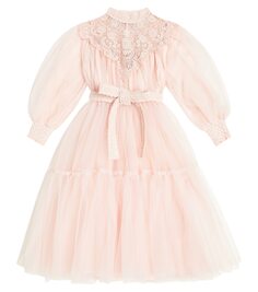 Платье из тюля с оборками Petite Amalie, розовый