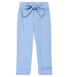 Льняные брюки с кружевной отделкой Tartine Et Chocolat, синий