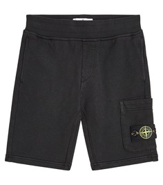 Шорты из хлопкового джерси Stone Island Junior, черный