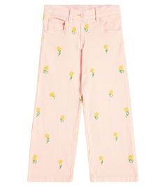 Хлопковые брюки с цветочным принтом Stella Mccartney, розовый