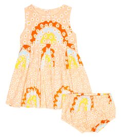 Комплект из хлопкового платья и шароваров с детским принтом Stella Mccartney, мультиколор
