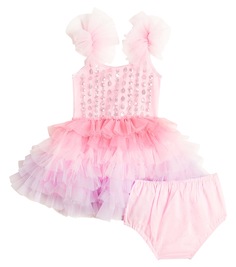 Комплект из хлопкового платья и шароваров baby brushwork Tutu Du Monde, розовый