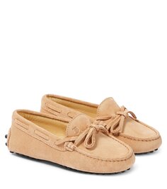 Замшевые лоферы gommino Tod&apos;S Junior, бежевый