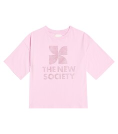 Хлопковая футболка с логотипом The New Society, сиреневый
