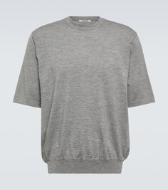Вязаная кашемировая футболка Auralee, серый