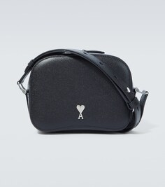 Кожаная сумка через плечо с логотипом Ami Paris, черный
