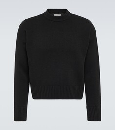 Укороченный свитер из шерсти и кашемира Ami Paris, черный