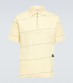 Рубашка-поло из хлопкового пике в полоску ekd Burberry, желтый