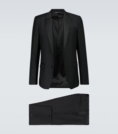 Смокинг-тройка из смеси шерсти и шелка Dolce&amp;Gabbana, черный