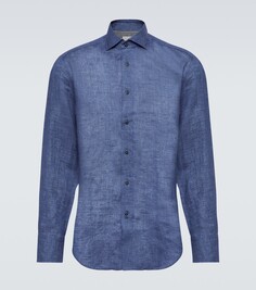 Льняная рубашка Brunello Cucinelli, синий