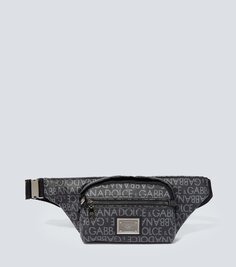 Маленькая поясная сумка с жаккардовым логотипом Dolce&amp;Gabbana, черный