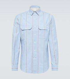 Полосатая хлопковая рубашка Brunello Cucinelli, синий