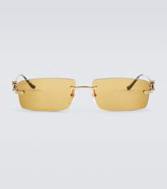 Солнцезащитные очки panthère de cartier прямоугольной формы Cartier Eyewear Collection, желтый