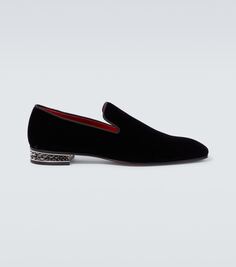 Бархатные лоферы dandyrocks Christian Louboutin, черный