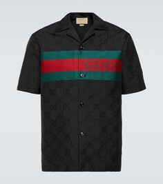 Жаккардовая рубашка для боулинга с узором gg Gucci, черный