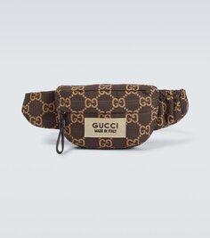 Поясная сумка с логотипом gg и рипстопом Gucci, бежевый