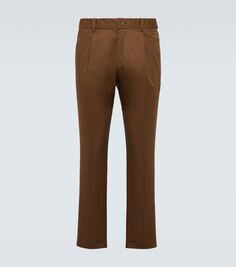 Прямые брюки из смесового хлопка Herno, коричневый