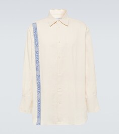 Полосатая рубашка из хлопка и льна Jw Anderson, белый