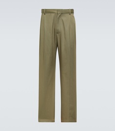 Прямые брюки из хлопкового твила Loewe, зеленый