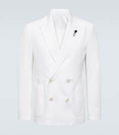 Двубортный хлопковый пиджак Lardini, белый