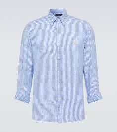 Полосатая льняная рубашка Polo Ralph Lauren, синий