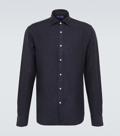 Рубашка aston из шелка и льна Ralph Lauren Purple Label, синий