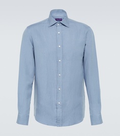 Рубашка из шелкового и льняного полотна Ralph Lauren Purple Label, синий