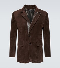 Замшевый пиджак с кожаной отделкой Tom Ford, коричневый