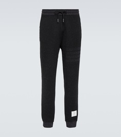 Спортивные брюки 4-bar из хлопка и шелка Thom Browne, черный