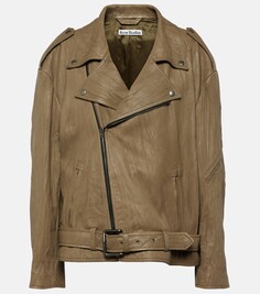 Кожаная куртка оверсайз linor с поясом Acne Studios, коричневый
