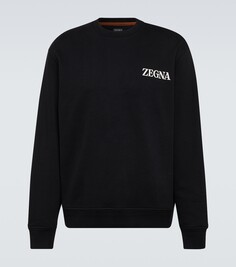 Толстовка из хлопкового джерси с логотипом Zegna, черный