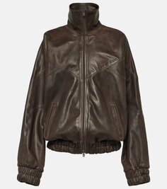 Кожаная куртка-бомбер letty Acne Studios, коричневый