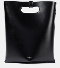 Сложенная кожаная сумка-тоут Alaïa, черный